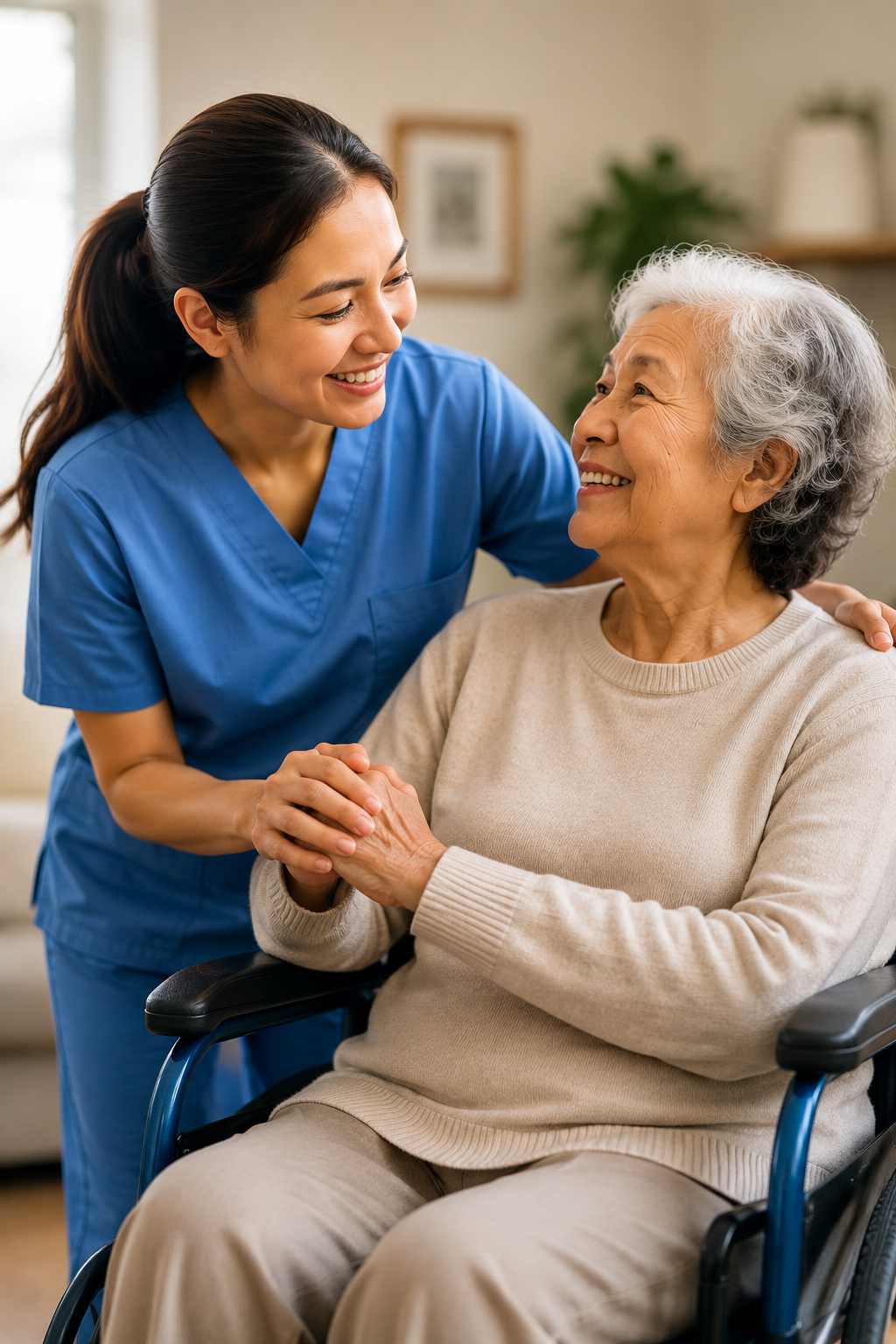 Patient care assistant supporting an elderly patient