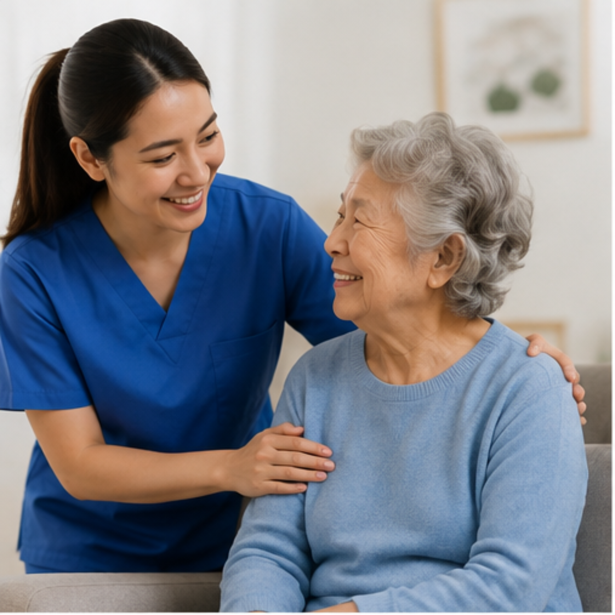 Patient Care Assistant supporting an elderly person